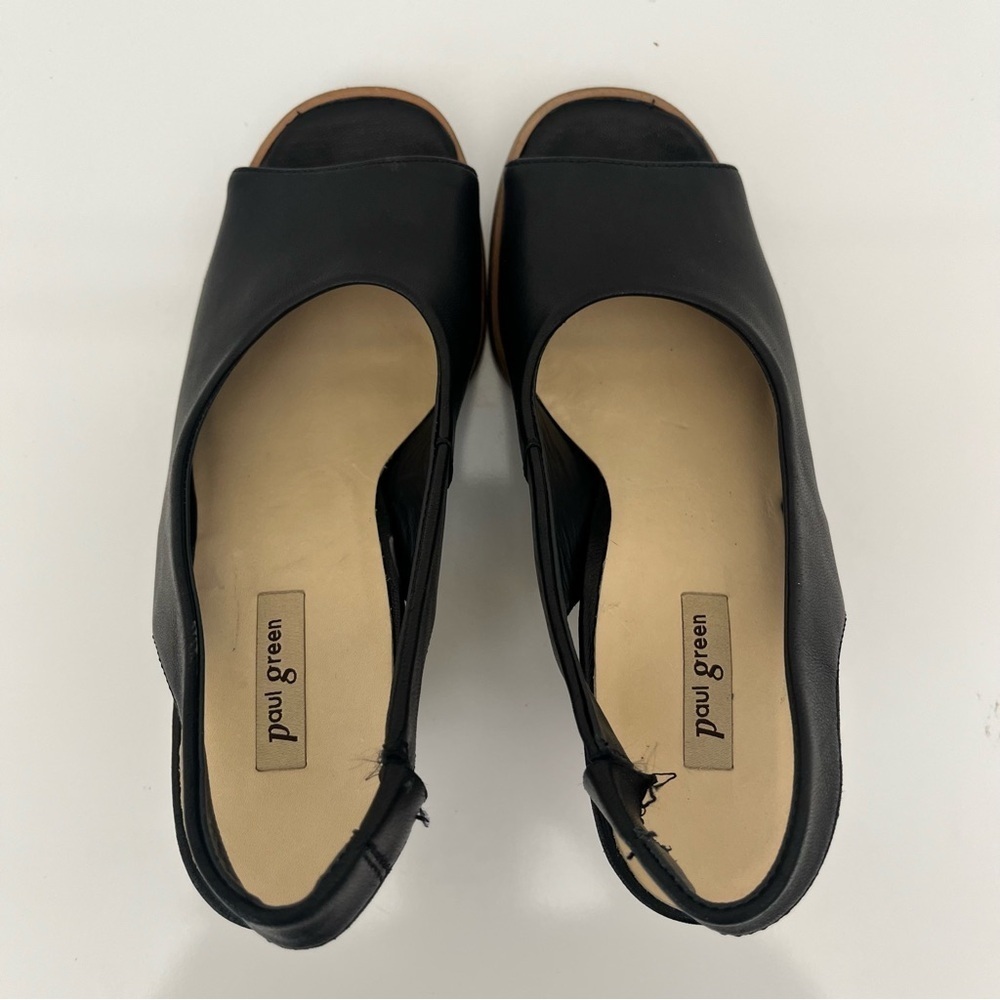 PAUL GREEN Savanah Slingback Peep Toe Leather Sandals in Black Women US 5 - Picture 8 of 13